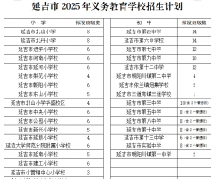 延吉市2025年义务教育阶段学校招生公告